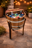 Rustic wine barrel ice cooler with stand 15 gallon outdoor beverage cooler with drain spigot