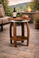 reclaimed wine barrel furniture rustic oak side table with shelf
