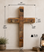 32 inch rustic reclaimed wine barrel wooden wall cross handmade in Santa Maria California with forged nails and INRI plaque