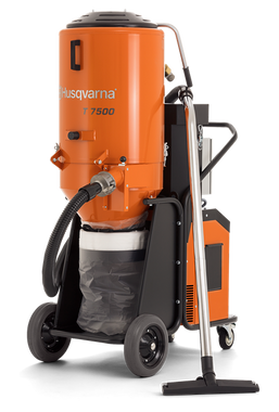 T 7500 is an effective industrial dust extractor to match the grinding machines Husqvarna PG 820, PG 680 and PG 400 (3-phase) as well as shavers, shot blasters and saws. Ideal for heavy-duty work and exacting demands on dust extraction.
