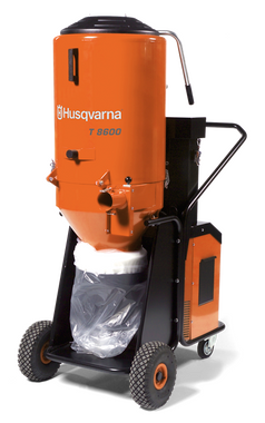 T 8600 is an effective industrial dust collector to match the grinding machines Husqvarna PG 820 RC, PG 820, PG 680 RC, PG 680, PG 530 and PG 400 as well as shavers, shot blasters and saws. Ideal for heavy-duty work and exacting demands on dust extraction. T 8600 is equipped with a quiet, yet powerful 480 V turbine motor delivering exceptional airflow.