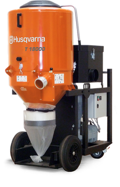 T 18000 is an effective industrial dust collector to match the highly productive Dual Drive Technology™ grinding machines Husqvarna PG 820 RC, PG 820, PG 680 RC, PG 680 as well as shavers, shot blasters and saws. Ideal for heavy-duty work and exacting demands on dust extraction.
