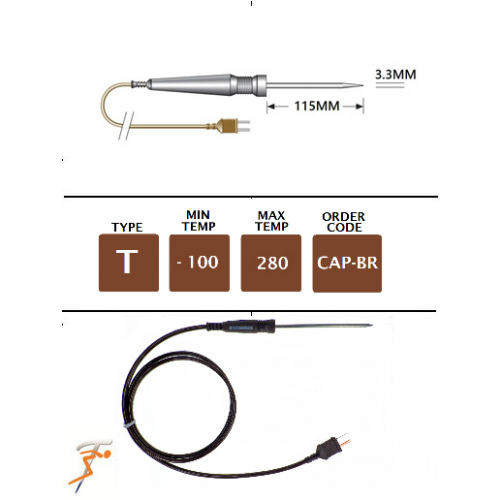 CAP-BR Type T Colour Coded Catering Needle Probe (Brown) | Thermometer Point