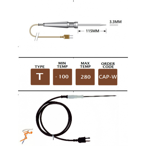 CAP-W Type T Colour Coded Catering Needle Probe (White) | Thermometer Point