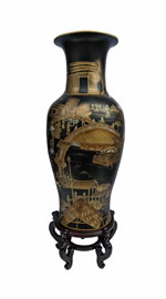 Asian Antique Black Vase 36 Inch High