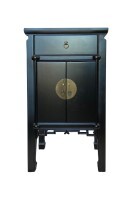 Oriental End Table With Antique Black Lacquer Finish Oriental End Table With Antique Black Lacquer Finish