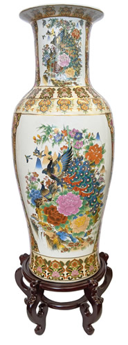 Japanese Porcelain Satsuma Vase, 36"