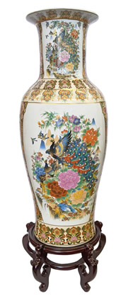 Japanese Porcelain Satsuma Vase, 36"