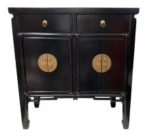 Oriental Hall Chest With Antique Matte Lacquer Finish in Black