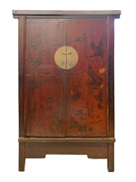 Chinese Antique Armoire Hand Painted Red