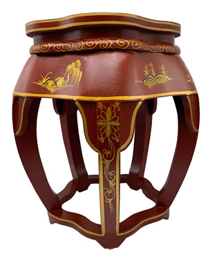 Oriental Red Blossom Stool Hand Painted