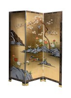 Oriental Folding Screen Hand Painted Gold Leaf Waterfall Oriental Folding Screen Hand Painted Gold Leaf Waterfall