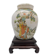 Radish Jar in Chinese Antique Porcelain with Wise Men and Storks