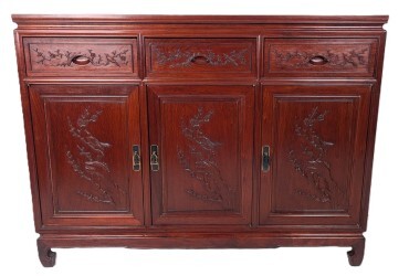Bird and Flower Solid Rosewood Console Cabinet