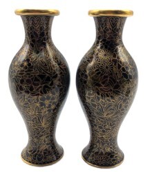 Cloisonne Tulip Vase With Stands Two Piece Set