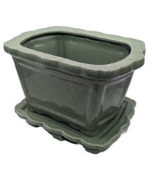 Fluted Porcelain Flower Pot Set Jade Green