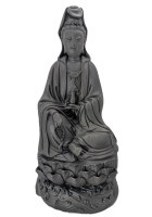 Kuan Yin Statue Seated Lotus and Troubled Waters Purple Ceramic 13" H Kuan Yin Statue Seated Lotus and Troubled Waters Purple Ceramic 13" H