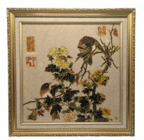 Gemstone Wall Art in Bird and Flower Design Gemstone Wall Art in Bird and Flower Design