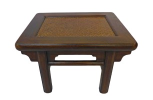 Antique Chinese Ming Style Stool With Rattan Top