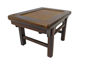 Antique Chinese Ming Style Stool With Rattan Top