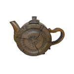 Oriental Teapot Scuplted Round Bamboo