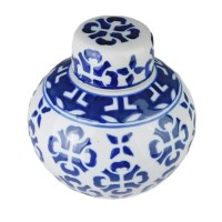 Blue & White Ginger Jar, 5"H