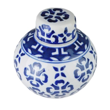 Blue & White Ginger Jar 5"H