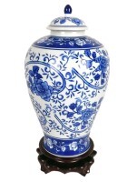 Blue & White Porcelain Melon Jar with Lid