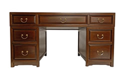 58" Oriental Rosewood Finish Home Desk With Seven Drawers