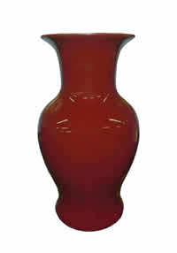 Chinese Porcelain Fishtail Vase Hand Glazed in Oxblood Red