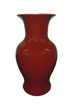 Porcelain Fishtail Vase Hand Glazed in Oxblood Red