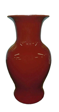 Porcelain Fishtail Vase Hand Glazed in Oxblood Red