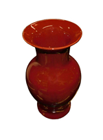 Porcelain Fishtail Vase Hand Glazed in Oxblood Red