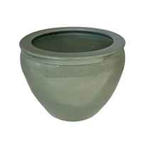 Chinese Porcelain Fish Bowl Planters in Celadon Crackle
