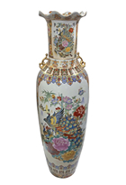 Large Fluted Vase in Chinese Floral Desig