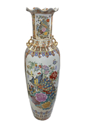 Large Fluted Vase in Chinese Floral Design