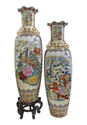 Large Fluted Vase in Chinese Floral Desig