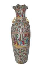 Large Standing Porcelain Vase in Rose Medallion 36"H