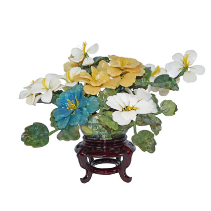 Oriental Stone Carved Flower Bouquet