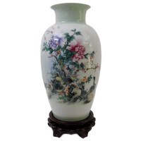 Round Top Chinese Porcelain Painted Landscape Vase