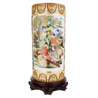 18" Satsuma Style Painted Porcelain Umbrella Stand 18" Satsuma Style Painted Porcelain Umbrella Stand