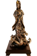 Chinese Statue Kuan Yin and Dragon Sculpture