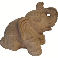 Stone Garden Statue-Kneeling Elephant for Indoor or Outdoor Decor