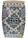 Blue and White Floral Porcelain Square Garden Stool