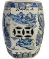 Asian Hexagonal Ceramic Blue and White Garden Stool