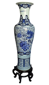 Large Chinese Porcelain Blue and White Vase in 54" High Hand Painted Dragon