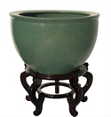 Emerald Chinese Celadon Crackle Fishbowl Planter 22"