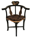 Black Oriental Corner Chair Hand Painted Landscape