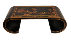 Oriental Coffee Table Antique Black With Scroll Legs