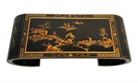 48" Oriental Coffee Table, Antique Black With Scroll Legs